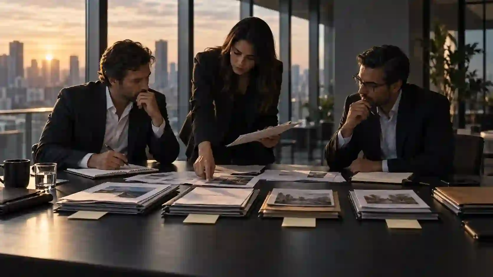Equipe comercial avalia registros e prioridades para decidir quais situações exigem atenção, representando o CRM como sistema de decisão.